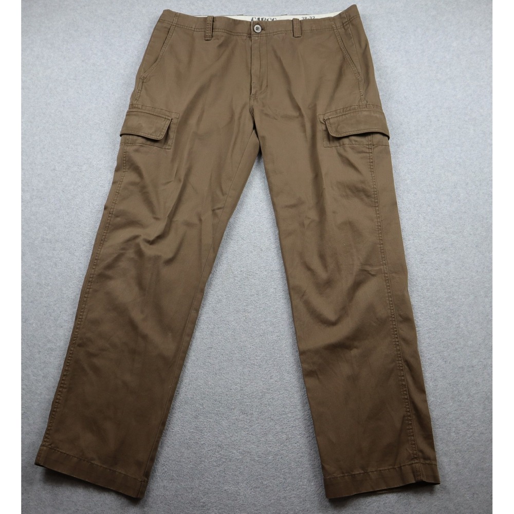 Roundtree & Yorke Cargo Pants Mens 38x32 Straight Cotton Twill Brown Utility